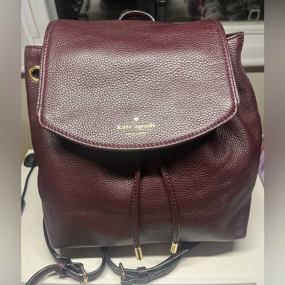 Kate Spade Pebbled Leather Backpack in Burgundy